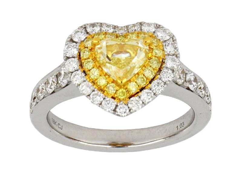 Yellow Diamond Ring (Yellow Diamond 1.03 cts. Yellow Diamond 0.17 cts. White Diamond 0.86 cts.)