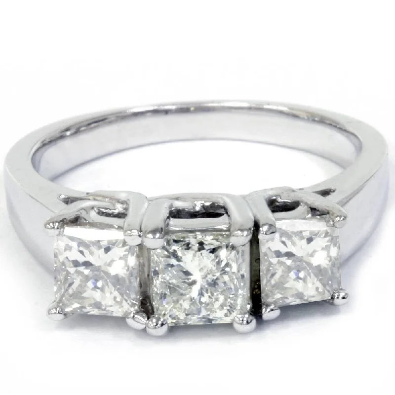 1 1/2ct 3-Stone Princess Cut Diamond Engagement Ring White Gold Lab Grown