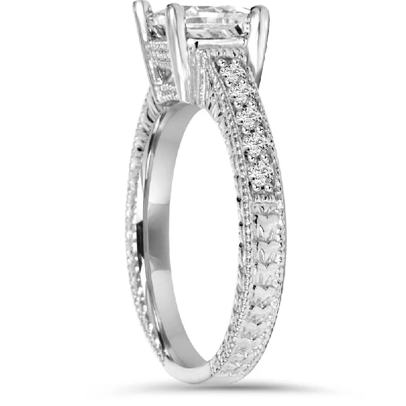 1 1/4Ct Princess Cut Diamond Engagement Ring White Gold Lab Grown