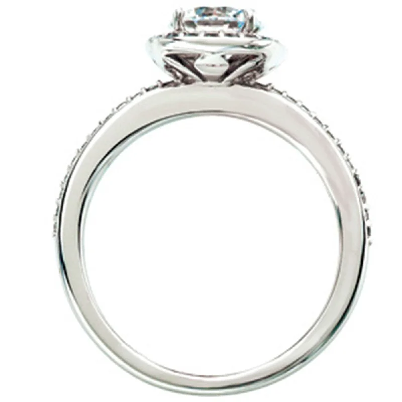 1 3/8ct Halo Pave Diamond Ring White Gold