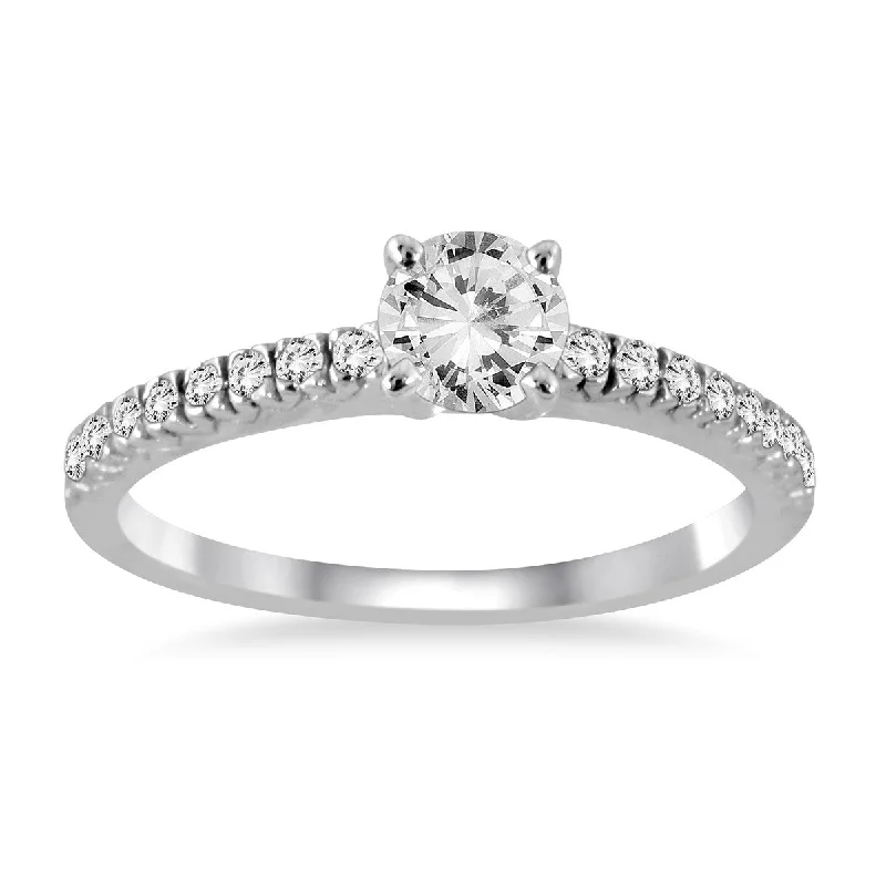 1 Carat TW Diamond Fishtail Pave Ring in 14K White Gold