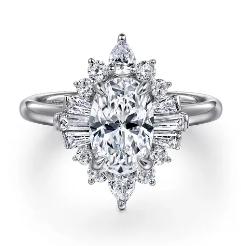 14K White Gold 0.66cttw G-H VS2/SI2 Diamond Oval Halo Semi-Mount Engagement Ring by Gabriel