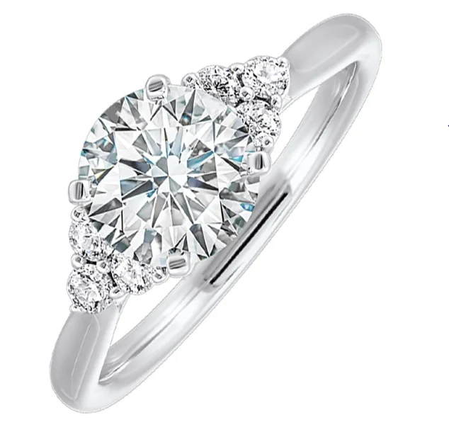 14K White Gold Carter's 89 0.20cttw SI H-I Diamond Ring with LAB GROWN 1.00ct VS1 G RBC Center Diamond