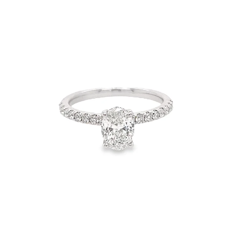 14K White Gold Oval Diamond Engagement Ring - 1.25ctw