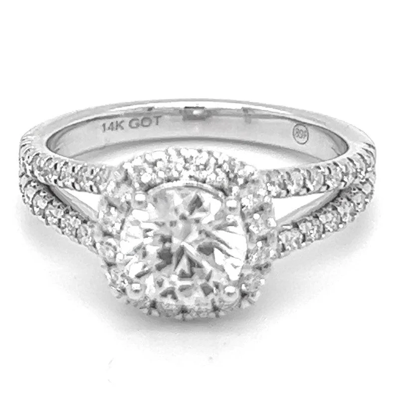 14K White Gold Round Diamond Semi-Mount Ring