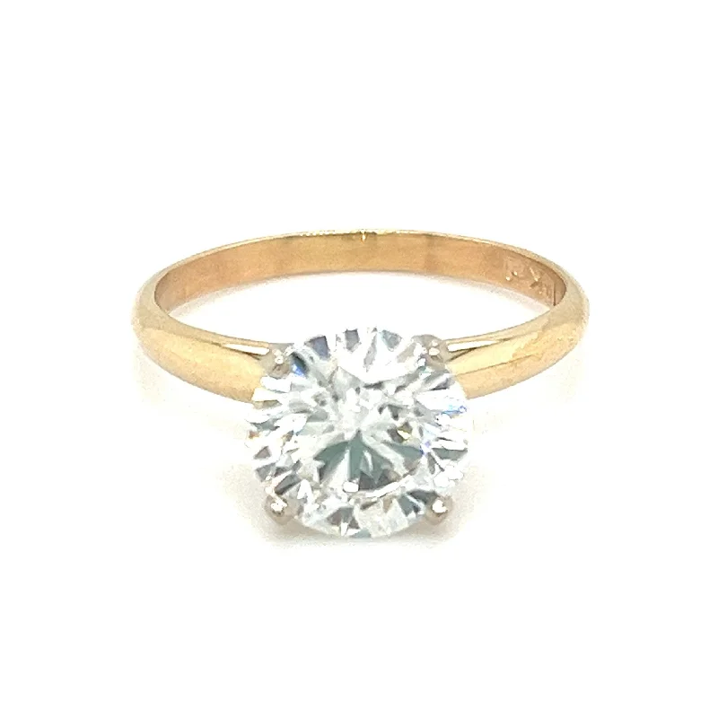 14K Yellow & White Gold LAB GROWN 2.10ct G VS1 Round Cut Diamond Engagement Ring