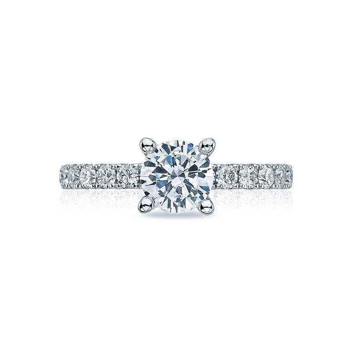 Tacori Clean Crescent Engagement Ring Semi Mount in 18K White Gold with Diamonds