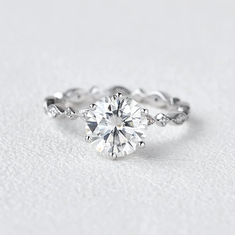 2.5ct Moissanite White Gold Six Prongs Ring