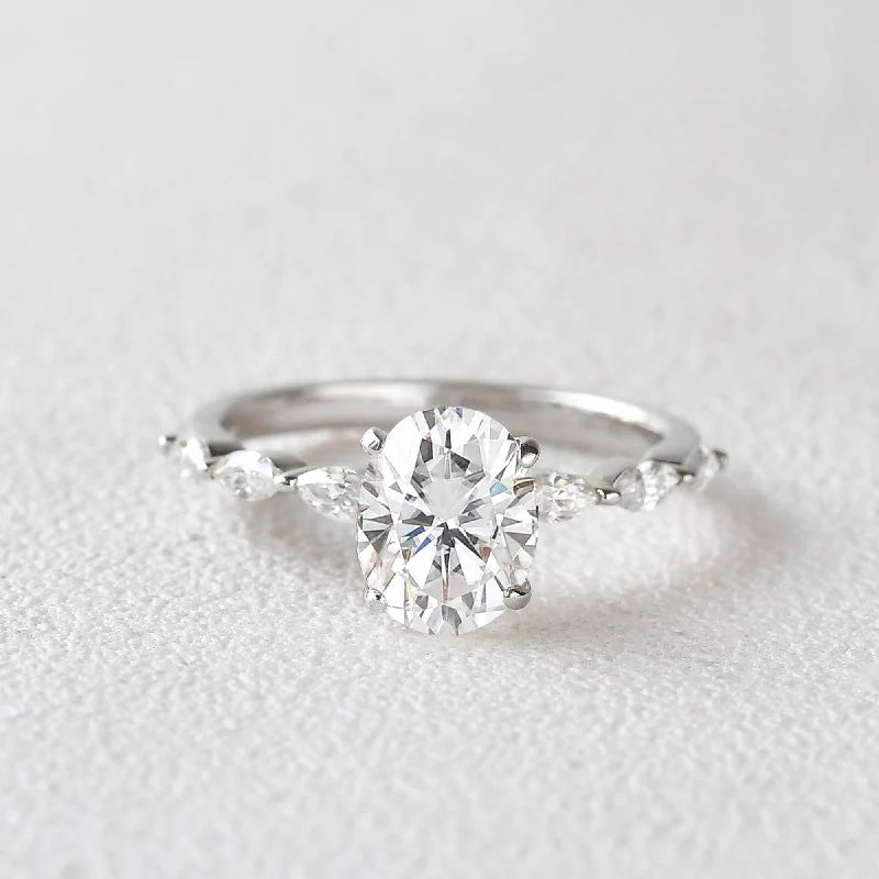 2ct Oval Cut Moissanite White Gold Ring