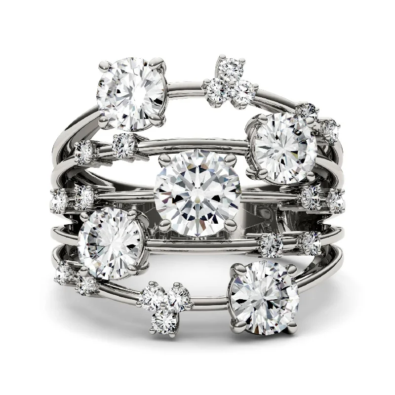 Charles & Colvard Moissanite Galaxy Statement Ring in White Gold