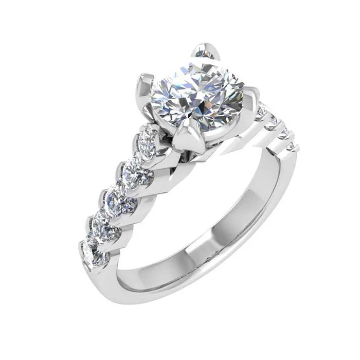 Mountz Collection Engagement Ring Semi-Mounting with Partial Bezel Set Side Diamonds in 14K White Gold