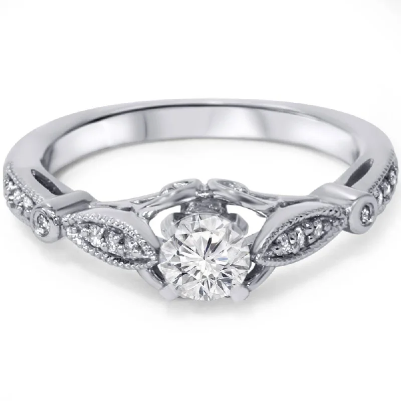 5/8ct Vintage Round Diamond Engagement Ring White Gold