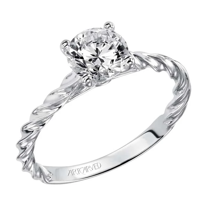 ArtCarved Twist Solitaire Engagement Ring Mounting in 14K White Gold