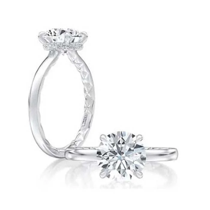 A. Jaffe Embellished Solitaire Engagement Ring Semi-Mounting in 14K White Gold