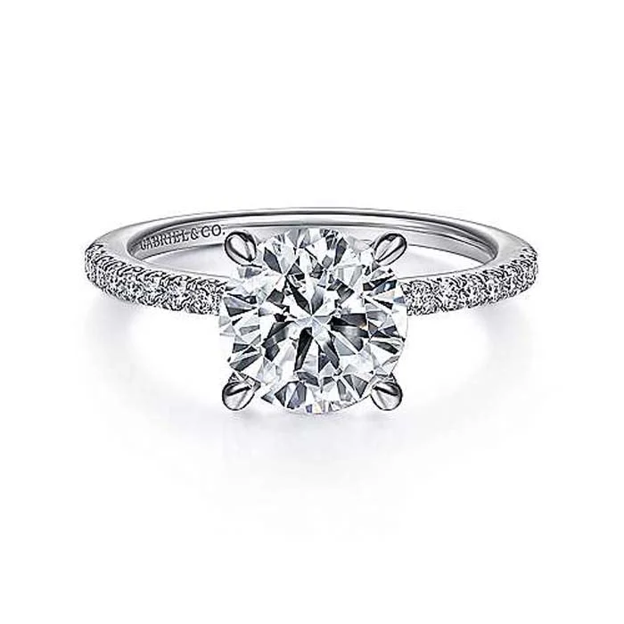 Gabriel & Co. "Broderick" Round Diamond Engagement Ring Semi-Mounting in 14K White Gold