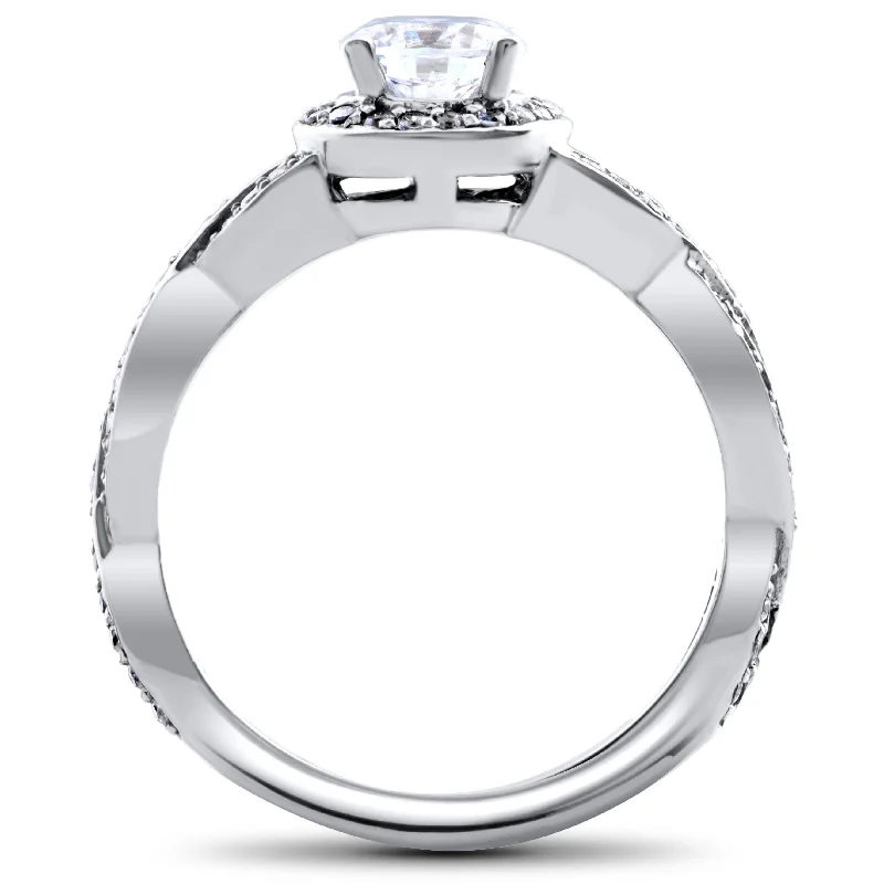 7/8ct Infinity Diamond Engagement Halo Ring White Gold