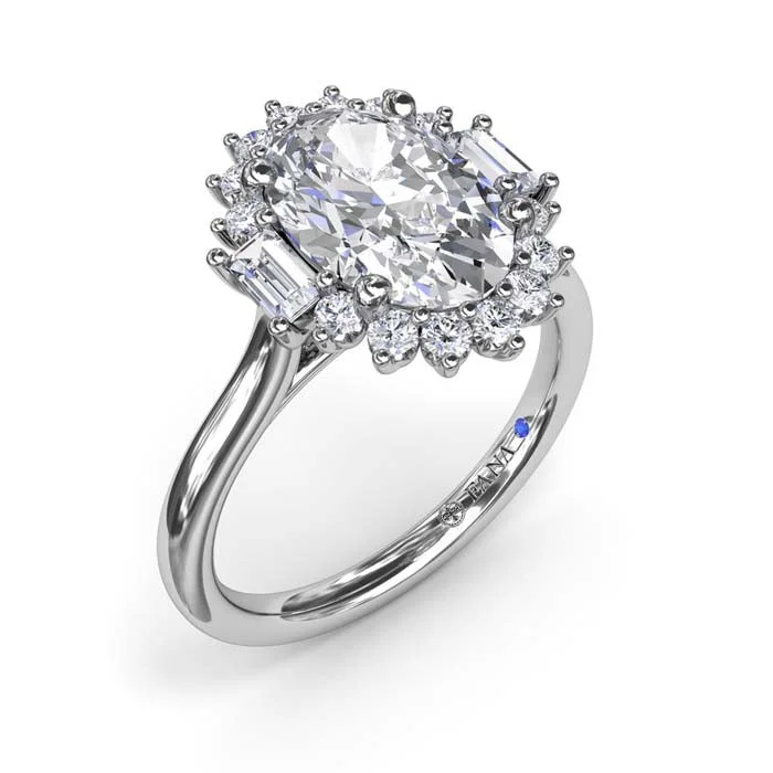 Fana Modern Edge Diamond Engagement Ring in 14K White Gold