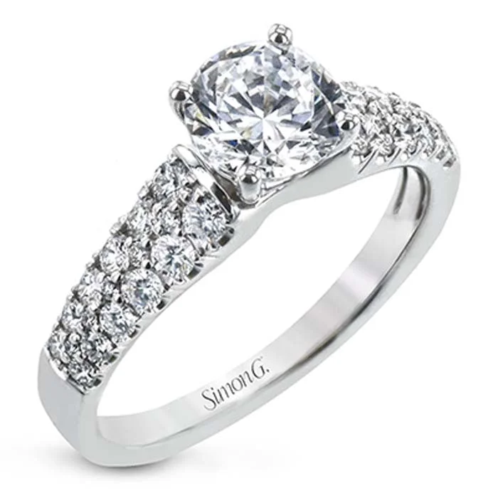 Simon G. 3-Row Engagement Ring Semi-Mounting in 18K White Gold