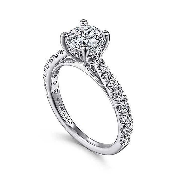 Gabriel & Co. "Avery" Round Diamond Engagement Ring Semi-Mounting in 14K White Gold