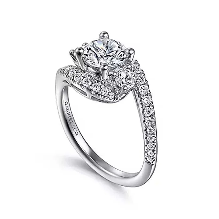 Gabriel & Co. "Frannie" Round Bypass Engagement Ring Semi-Mounting in 14K White Gold