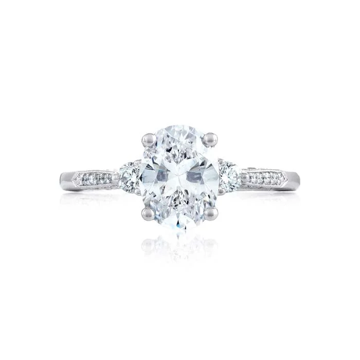 Tacori Simply Tacori Collection 18K White Gold Oval Engagement Ring Semi Mount with Diamonds