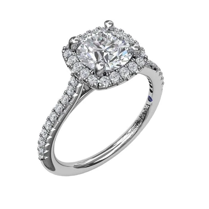 Fana .33TW Diamond Halo Engagement Ring Semi-Mounting in 14K White Gold