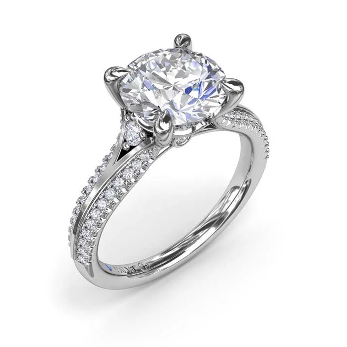 Fana Split Shank Diamond Engagement Ring in 14K and 18K White Gold