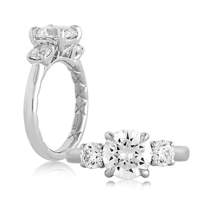 A. Jaffe 3-Stone Engagement Ring Semi-Mounting in 14K White Gold