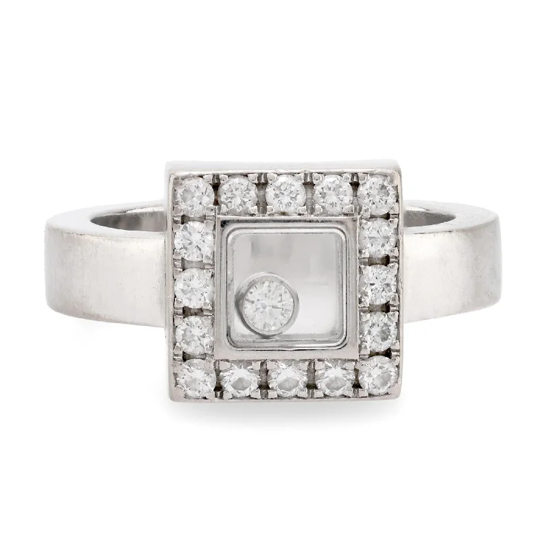 Chopard happy 18k white gold diamond ring