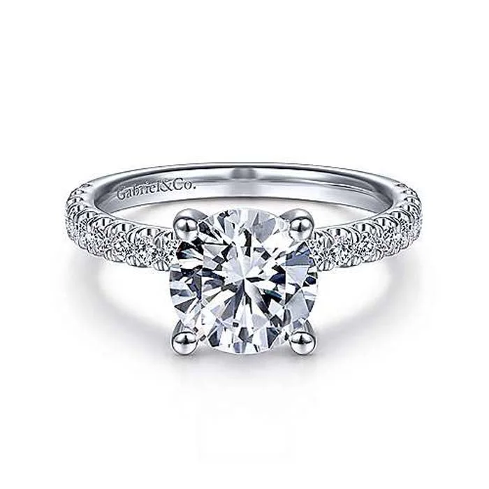 Gabriel & Co. "Amira" Round Diamond Engagement Ring Semi-Mounting in 14K White Gold