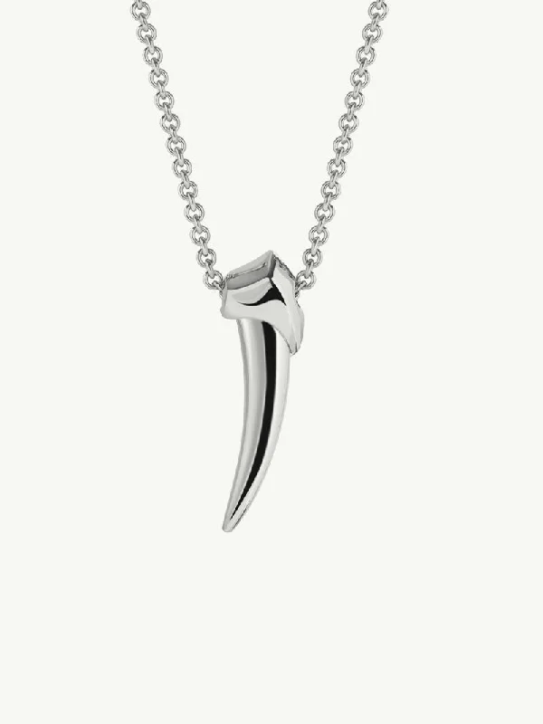 Damian Brevis Horn Talisman Pendant Necklace In 18K White Gold, 36mm