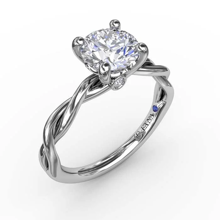 Fana Elegantly Twisted Engagement Ring Semi-Mounting in 14K White Gold