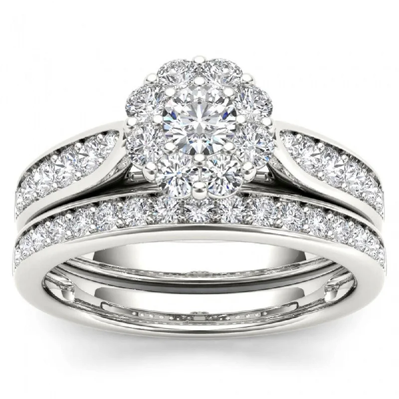 De Couer 14k White Gold 1ct TDW Diamond Bridal Ring Set