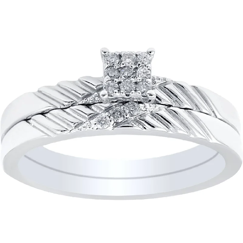 Diamond Engagement Matching Wedding Ring Set White Gold