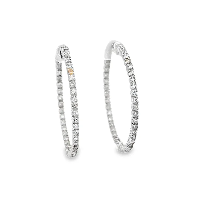 Diamond Hoop Earrings in White Gold