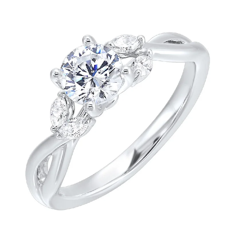 14K White Gold 0.125cttw Diamond Semi-Mount