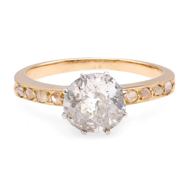 Edwardian Inspired 1.24 Carat Diamond 18K Yellow and White Gold Engagement Ring