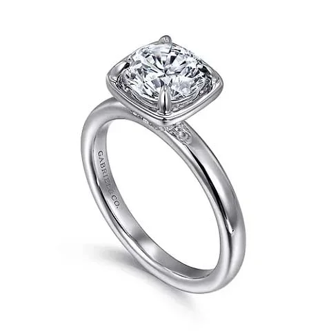 Gabriel & Co. "Deedie" Cushion Bezel Engagement Ring Semi-Mounting in 14K White Gold