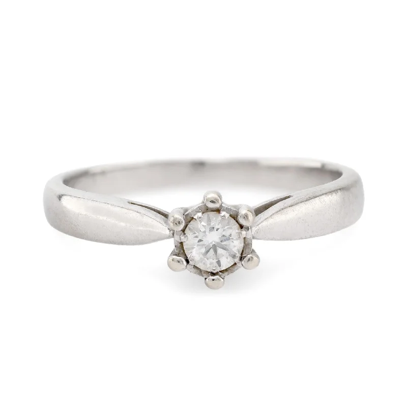 Mid Century 18k white gold diamond promise ring