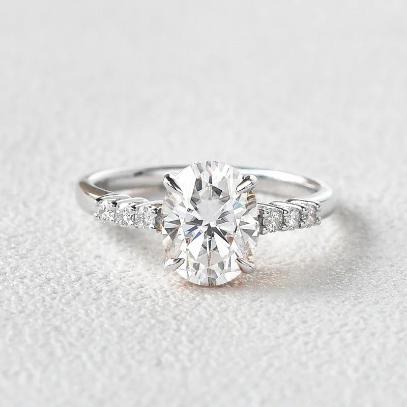 Oval Cut Moissanite White Gold Ring