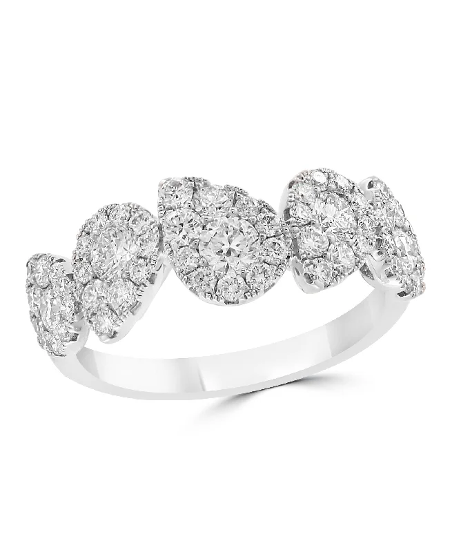 Pear Shape Diamond Cluster Band in White Gold