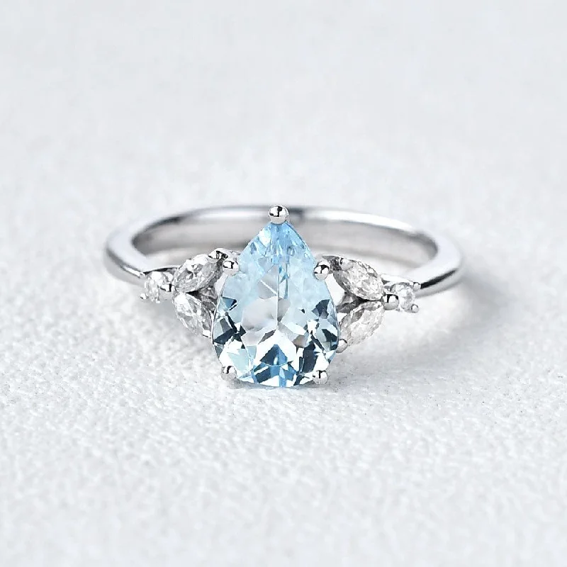 Pear Shaped Aquamarine White Gold Ring