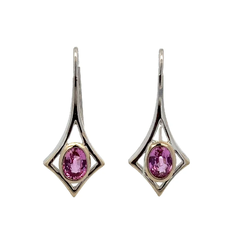 Pink Sapphire Earrings in White Gold