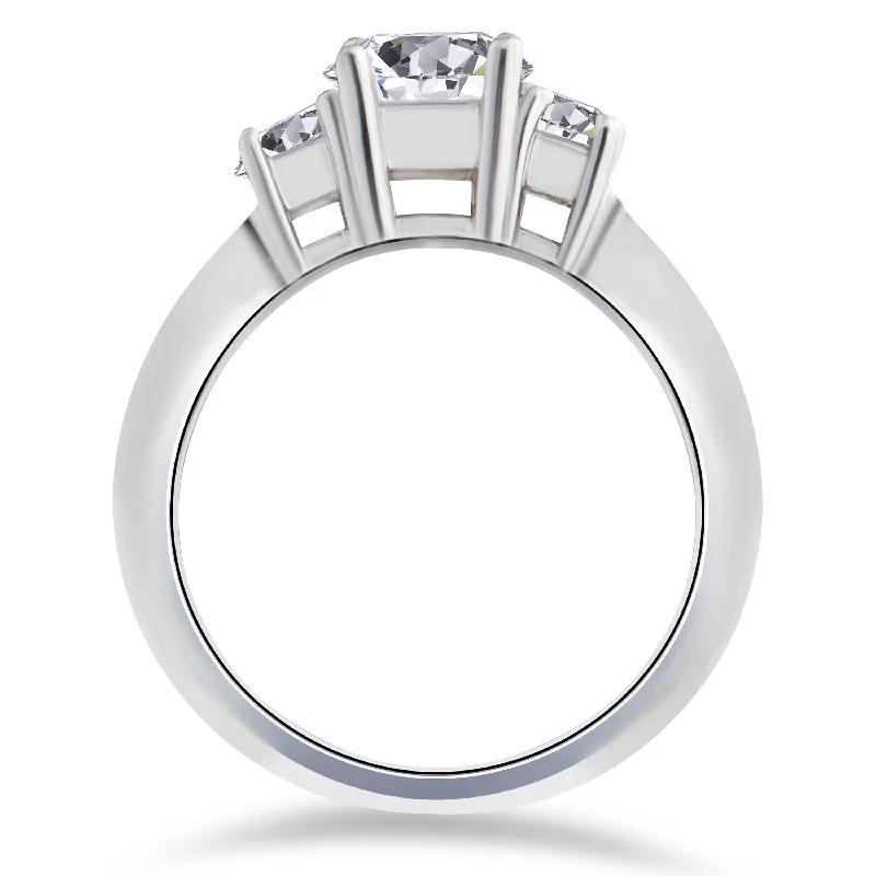 Princess Cut Diamond Engagement Ring 3-Stone 1 1/2ct White Gold