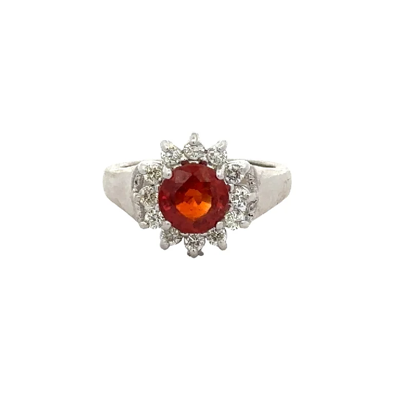 Spessartite Garnet and Diamond Ring in White Gold