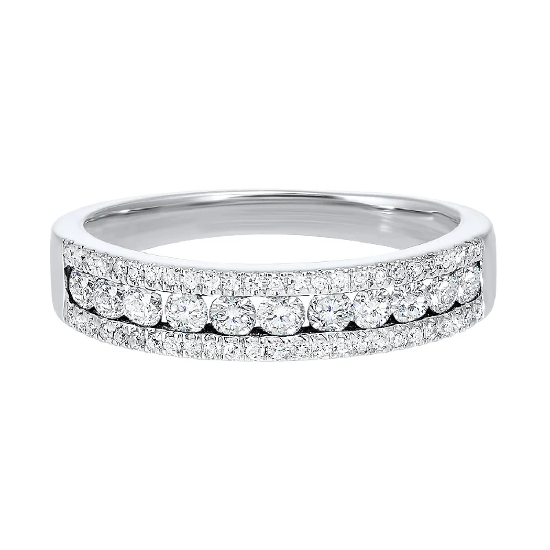 Triple Row Diamond Band in White Gold- 0.50 twt.