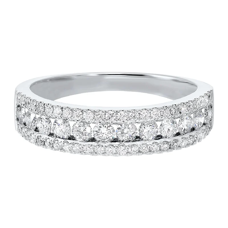 Triple Row Diamond Band in White Gold- 0.75 twt.