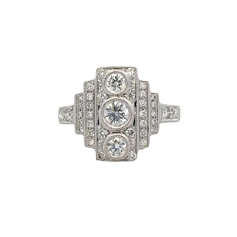 Vintage Inspired Diamond Ring in 18k White Gold