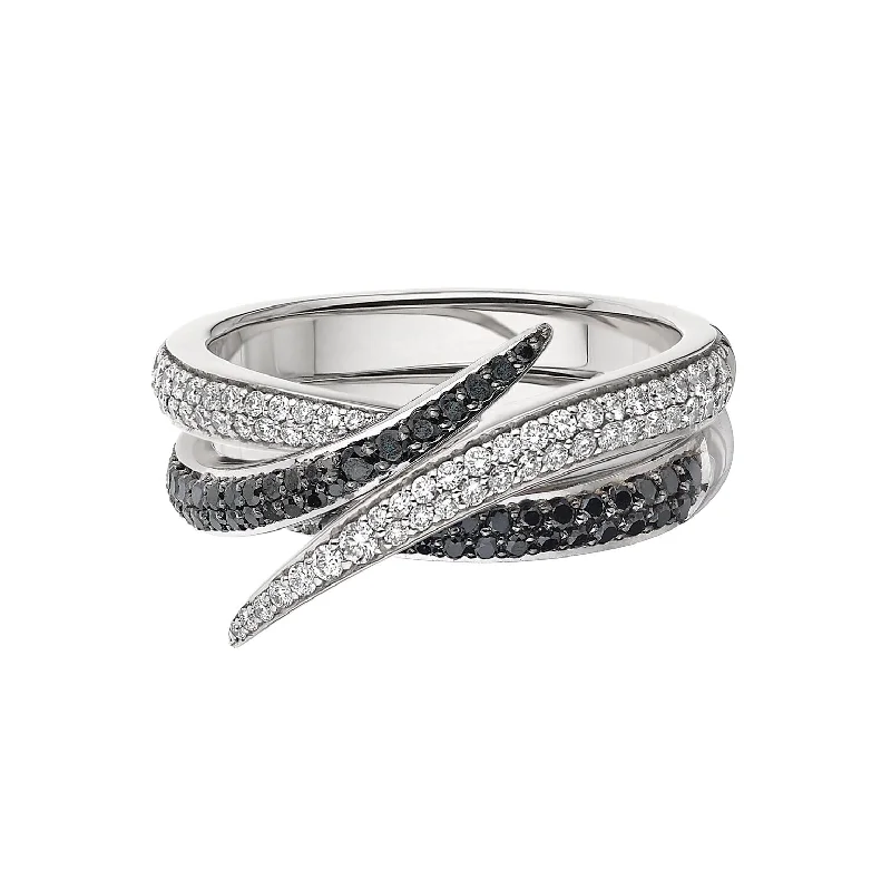 Interlocking Duo Ring - 18ct White Gold Black and White Diamond