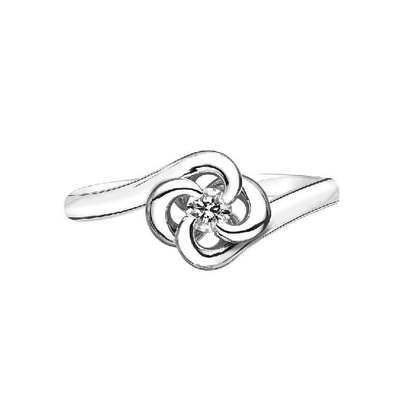 Entwined Petal10 Engagement Ring - 18ct White Gold & 0.10ct Diamond